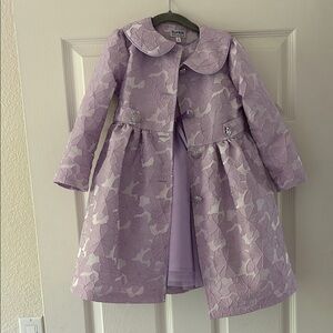 Lilac Floral Girls Coat and Dress Set